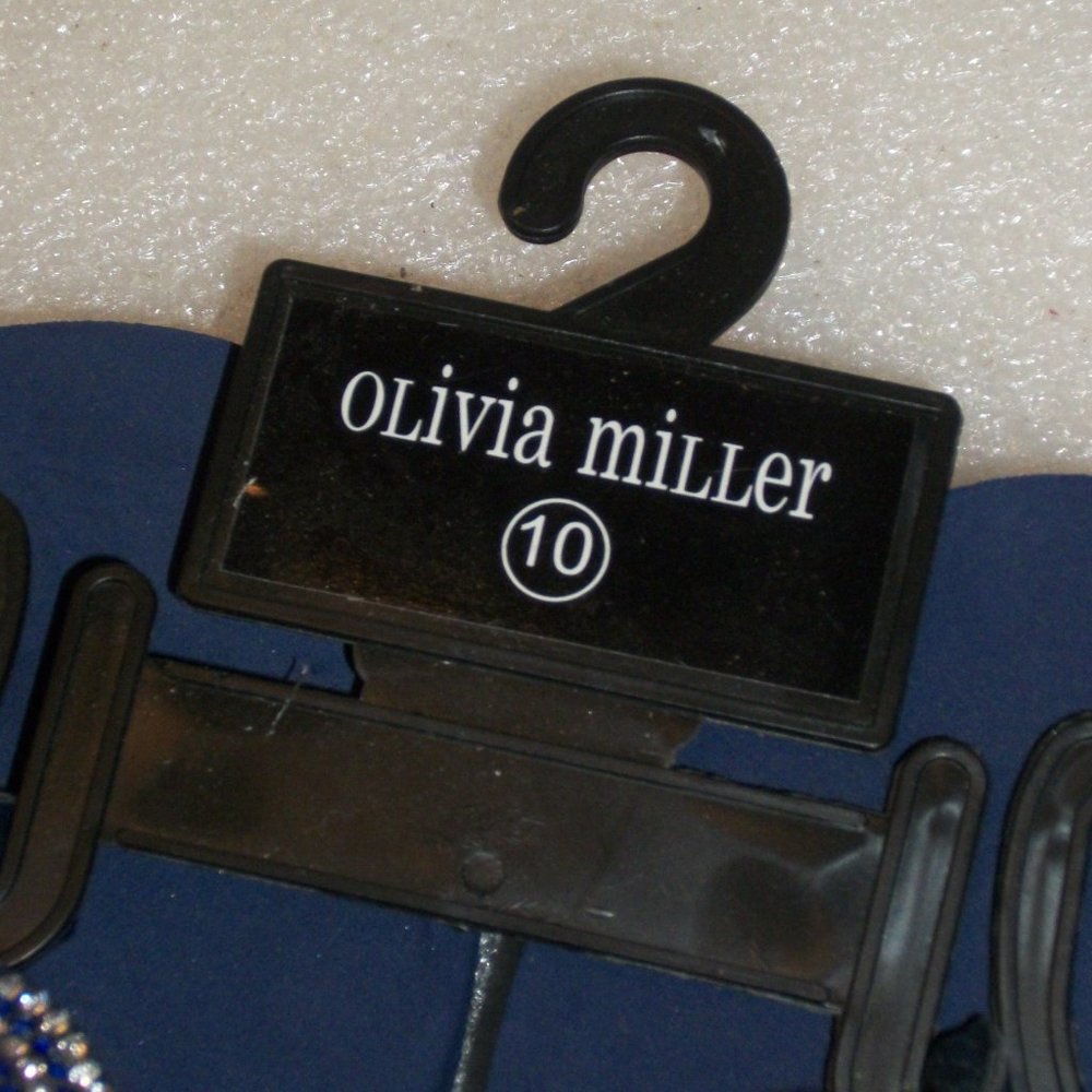 SOLD! OLIVIA MILLER Sz 10 Blue Beaded Thong Sandals NWT 1 3/4" Foam Wedge Heel - Picture 9 of 15